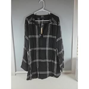 Jane + Delancey Women's Blouse Black White V Neck 2XL NEW Work Casual